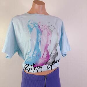 Britney Spears Retro y2k 90s Concert Graphic Tee T Shirt Light Blue Size L NWT